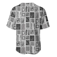 Vintage Aloha Block Quilt Baseball Jersey Black Inspired Lei Motifs - Polynesian Pride