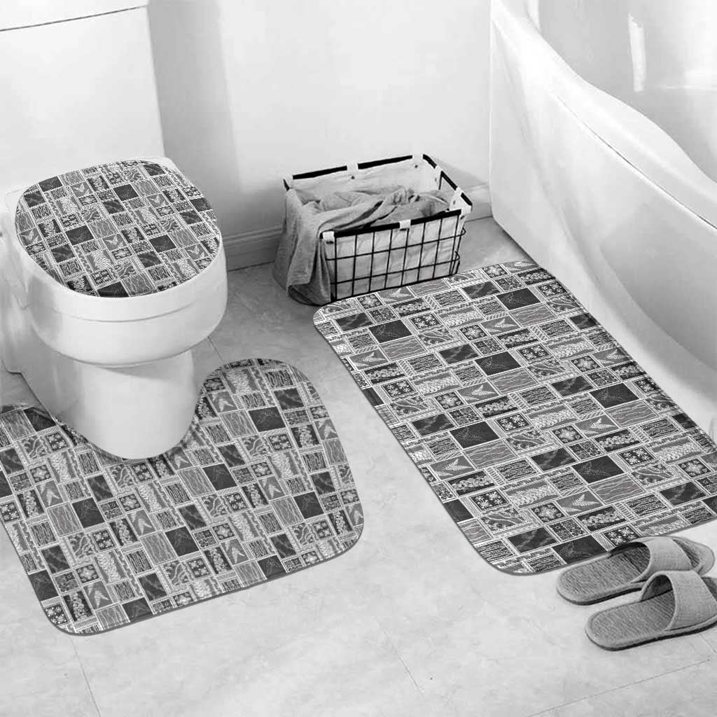 Vintage Aloha Block Quilt Bathroom Set Black Inspired Lei Motifs - Polynesian Pride