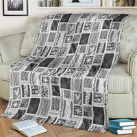 Vintage Aloha Block Quilt Blanket Black Inspired Lei Motifs - Polynesian Pride