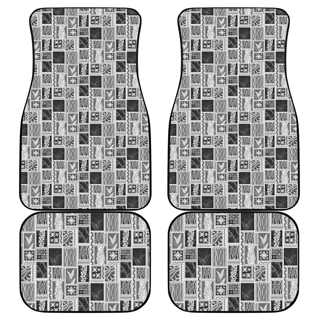 Vintage Aloha Block Quilt Car Mats Black Inspired Lei Motifs LT9 - Polynesian Pride