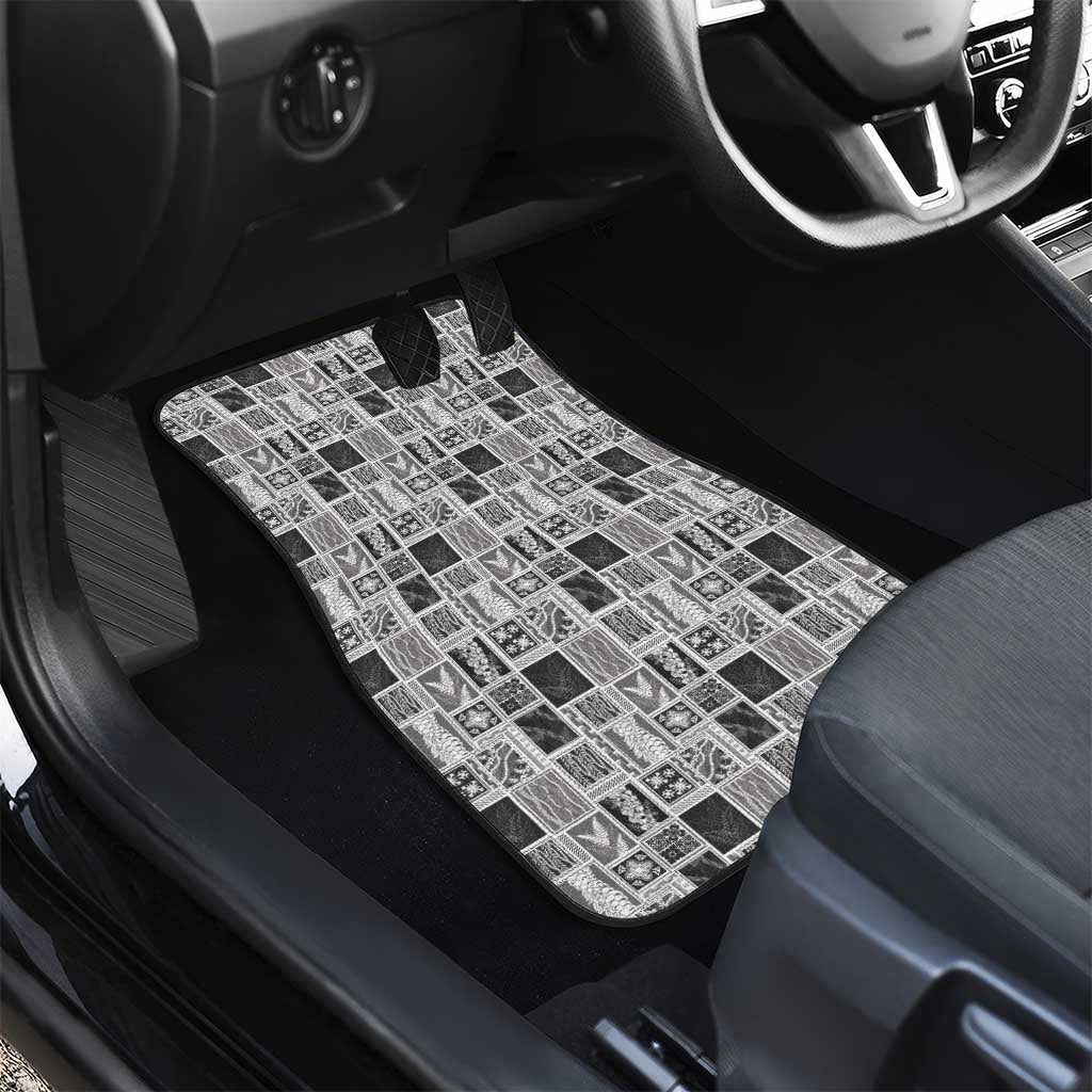 Vintage Aloha Block Quilt Car Mats Black Inspired Lei Motifs LT9 - Polynesian Pride