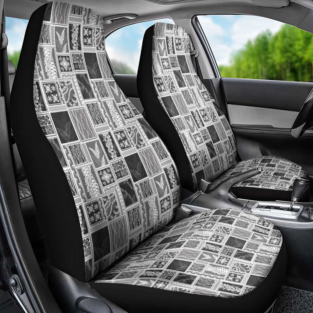 Vintage Aloha Block Quilt Car Seat Cover Black Inspired Lei Motifs - Polynesian Pride