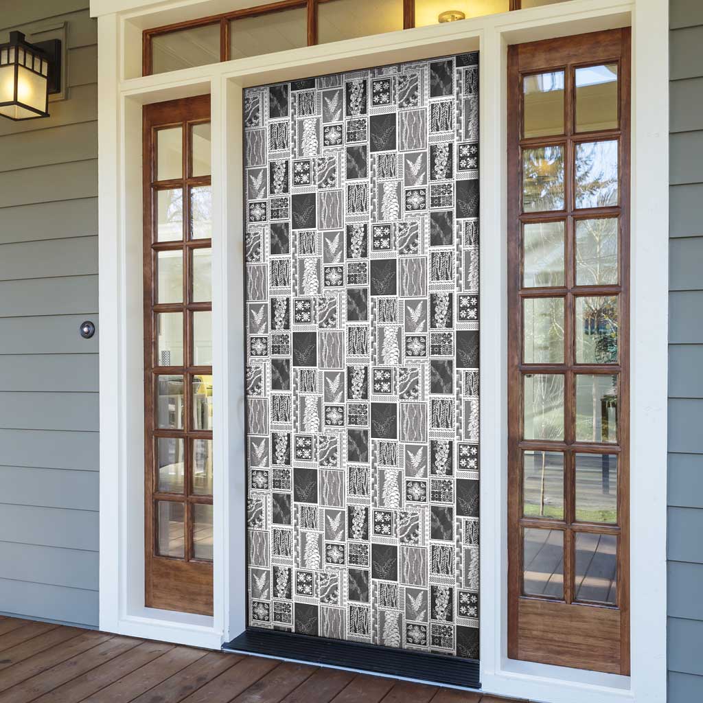 Vintage Aloha Block Quilt Door Cover Black Inspired Lei Motifs - Polynesian Pride
