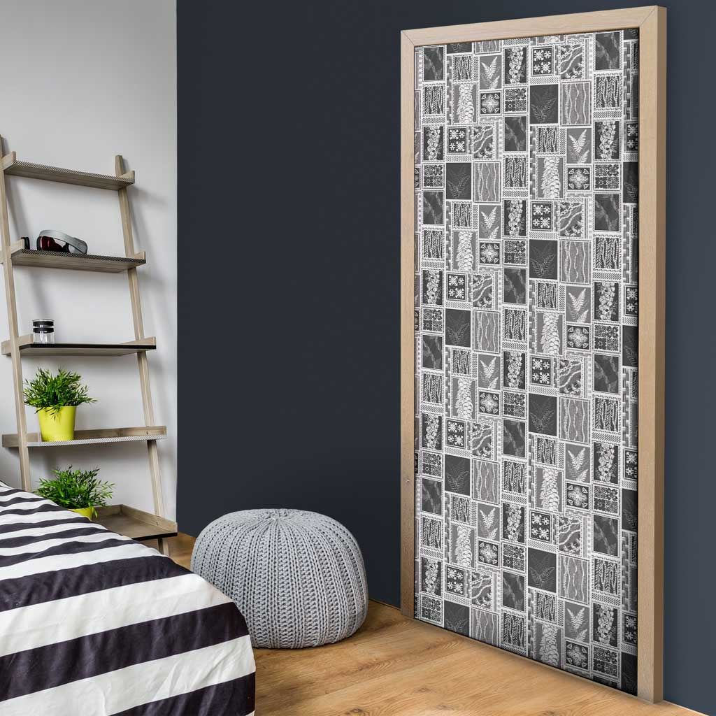 Vintage Aloha Block Quilt Door Cover Black Inspired Lei Motifs - Polynesian Pride