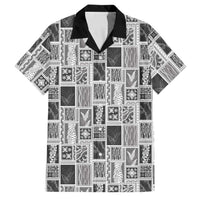 Vintage Aloha Block Quilt Family Matching Off The Shoulder Long Sleeve Dress and Hawaiian Shirt Black Inspired Lei Motifs LT9 Dad's Shirt - Short Sleeve Black - Polynesian Pride