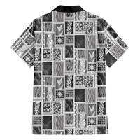 Vintage Aloha Block Quilt Family Matching Off The Shoulder Long Sleeve Dress and Hawaiian Shirt Black Inspired Lei Motifs LT9 - Polynesian Pride