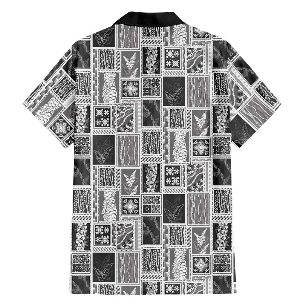 Vintage Aloha Block Quilt Family Matching Off Shoulder Maxi Dress and Hawaiian Shirt Black Inspired Lei Motifs LT9 - Polynesian Pride