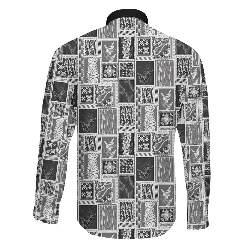 Vintage Aloha Block Quilt Family Matching Short Sleeve Bodycon Dress and Hawaiian Shirt Black Inspired Lei Motifs LT9 - Polynesian Pride
