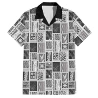 Vintage Aloha Block Quilt Hawaiian Shirt Black Inspired Lei Motifs - Polynesian Pride