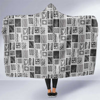 Vintage Aloha Block Quilt Hooded Blanket Black Inspired Lei Motifs - Polynesian Pride