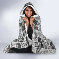 Vintage Aloha Block Quilt Hooded Blanket Black Inspired Lei Motifs - Polynesian Pride