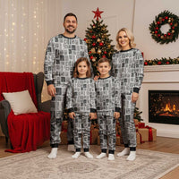Vintage Aloha Block Quilt Christmas Pajama Set Black Inspired Lei Motifs - Polynesian Pride