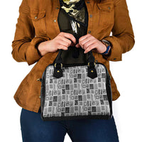 Vintage Aloha Block Quilt Shoulder Handbag Black Inspired Lei Motifs - Polynesian Pride