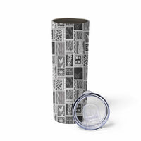 Vintage Aloha Block Quilt Skinny Tumbler Black Inspired Lei Motifs - Polynesian Pride