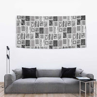 Vintage Aloha Block Quilt Tapestry Black Inspired Lei Motifs - Polynesian Pride