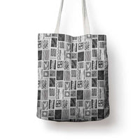 Vintage Aloha Block Quilt Tote Bag Black Inspired Lei Motifs - Polynesian Pride