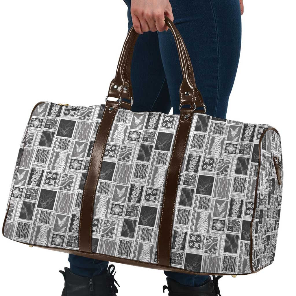 Vintage Aloha Block Quilt Travel Bag Black Inspired Lei Motifs - Polynesian Pride