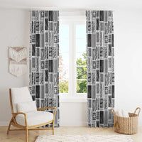 Vintage Aloha Block Quilt Window Curtain Black Inspired Lei Motifs - Polynesian Pride