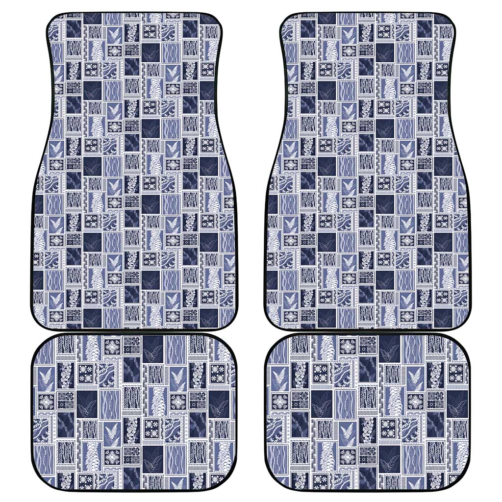 Vintage Aloha Block Quilt Car Mats Blue Inspired Lei Motifs - Polynesian Pride