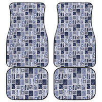 Vintage Aloha Block Quilt Car Mats Blue Inspired Lei Motifs - Polynesian Pride