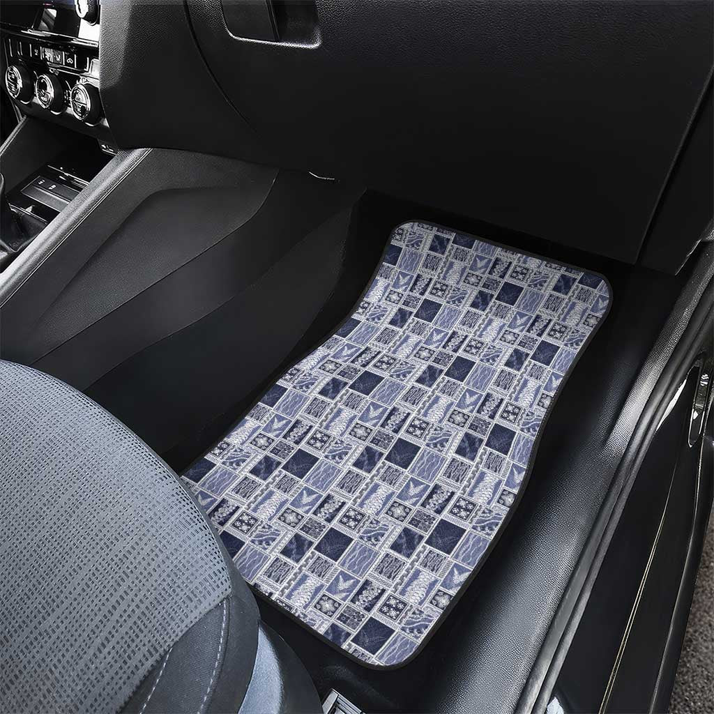 Vintage Aloha Block Quilt Car Mats Blue Inspired Lei Motifs - Polynesian Pride