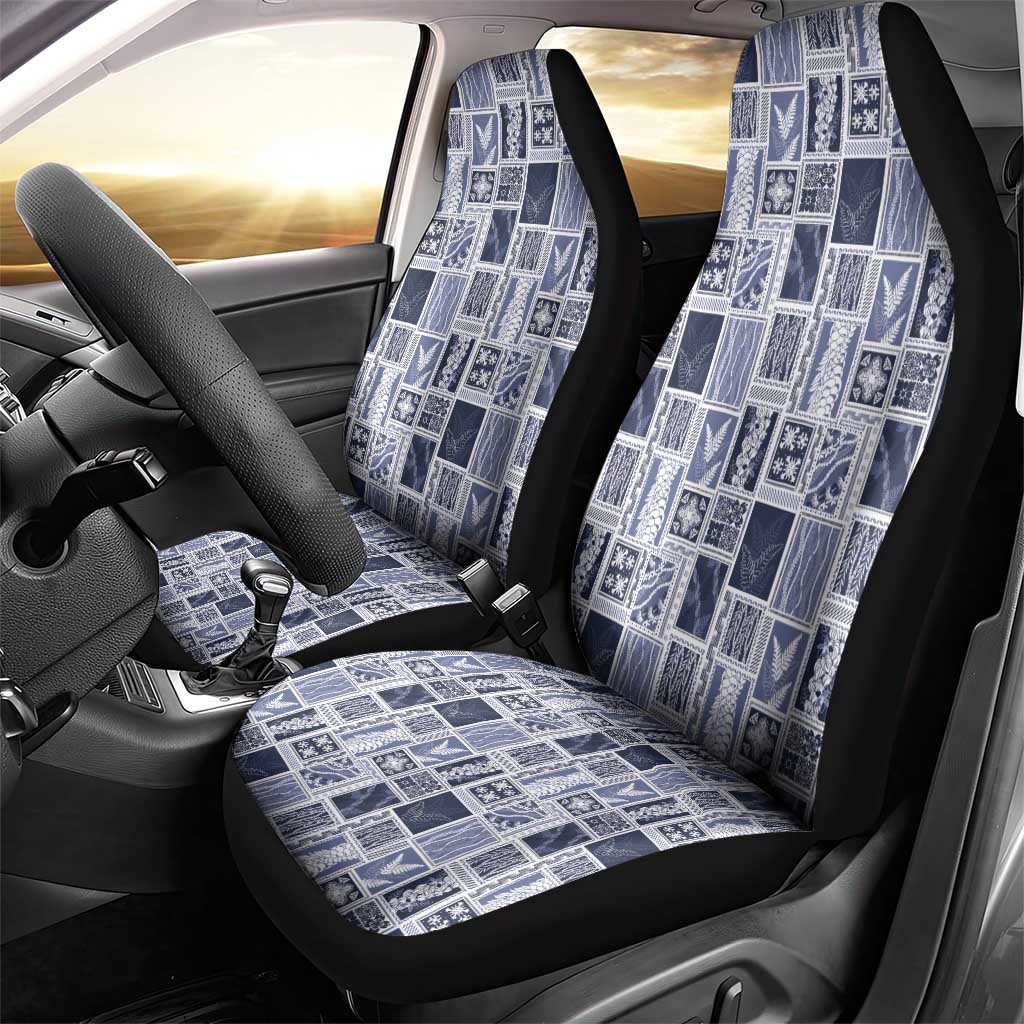 Vintage Aloha Block Quilt Car Seat Cover Blue Inspired Lei Motifs - Polynesian Pride