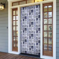 Vintage Aloha Block Quilt Door Cover Blue Inspired Lei Motifs - Polynesian Pride