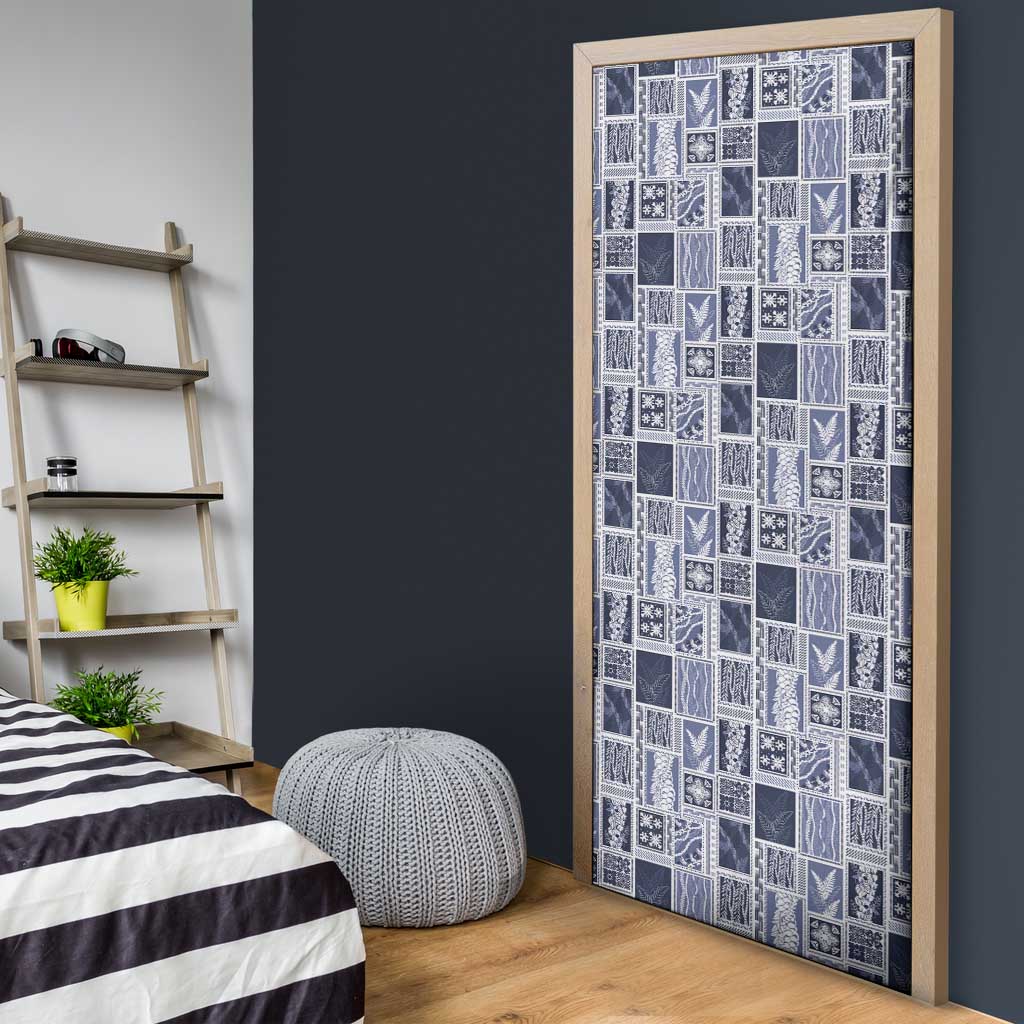 Vintage Aloha Block Quilt Door Cover Blue Inspired Lei Motifs - Polynesian Pride