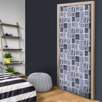 Vintage Aloha Block Quilt Door Cover Blue Inspired Lei Motifs - Polynesian Pride