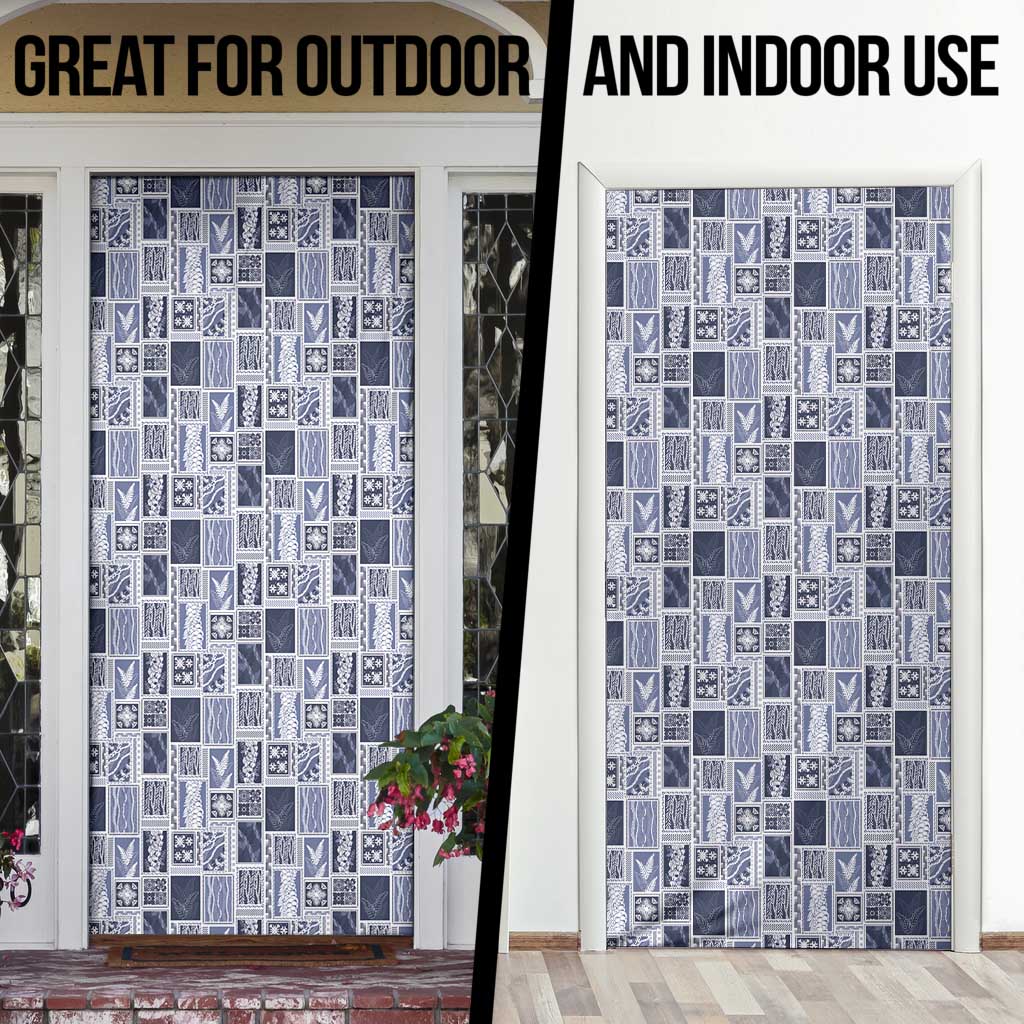 Vintage Aloha Block Quilt Door Cover Blue Inspired Lei Motifs - Polynesian Pride