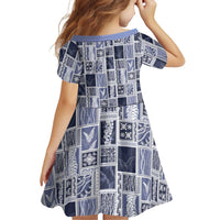 Vintage Aloha Block Quilt Family Matching Tank Maxi Dress and Hawaiian Shirt Blue Inspired Lei Motifs LT9 - Polynesian Pride