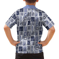 Vintage Aloha Block Quilt Kid Hawaiian Shirt Blue Inspired Lei Motifs - Polynesian Pride