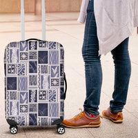 Vintage Aloha Block Quilt Luggage Cover Blue Inspired Lei Motifs LT9 Blue - Polynesian Pride