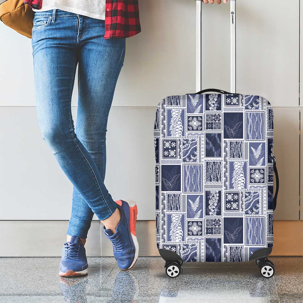 Vintage Aloha Block Quilt Luggage Cover Blue Inspired Lei Motifs LT9 - Polynesian Pride