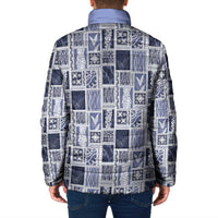 Vintage Aloha Block Quilt Padded Jacket Blue Inspired Lei Motifs - Polynesian Pride