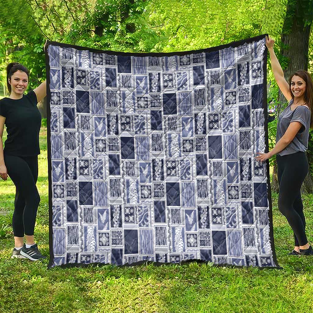 Vintage Aloha Block Quilt Quilt Blue Inspired Lei Motifs - Polynesian Pride