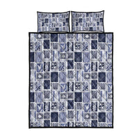 Vintage Aloha Block Quilt Quilt Bed Set Blue Inspired Lei Motifs - Polynesian Pride