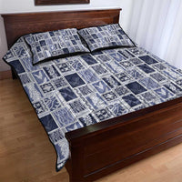 Vintage Aloha Block Quilt Quilt Bed Set Blue Inspired Lei Motifs - Polynesian Pride