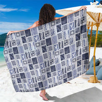 Vintage Aloha Block Quilt Sarong Blue Inspired Lei Motifs - Polynesian Pride