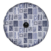 Vintage Aloha Block Quilt Spare Tire Cover Blue Inspired Lei Motifs - Polynesian Pride