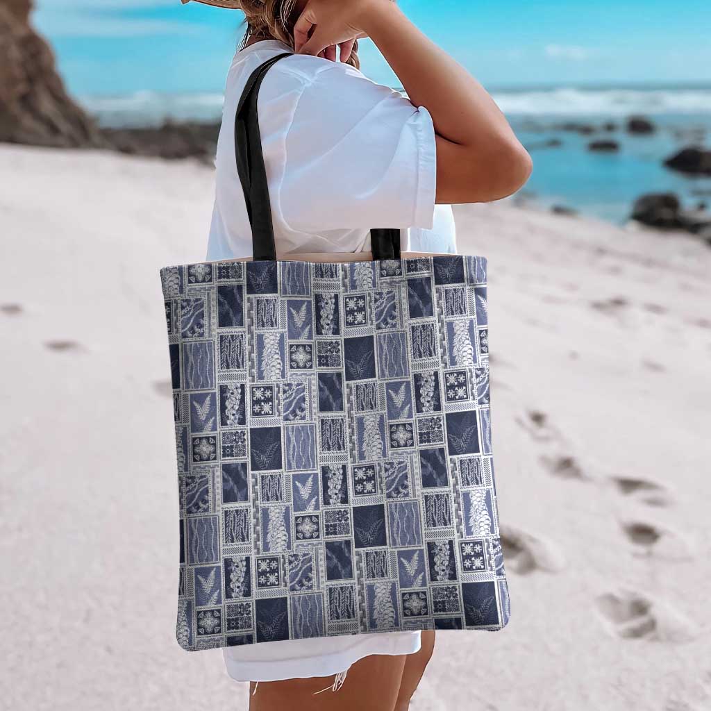 Vintage Aloha Block Quilt Tote Bag Blue Inspired Lei Motifs LT9 - Polynesian Pride