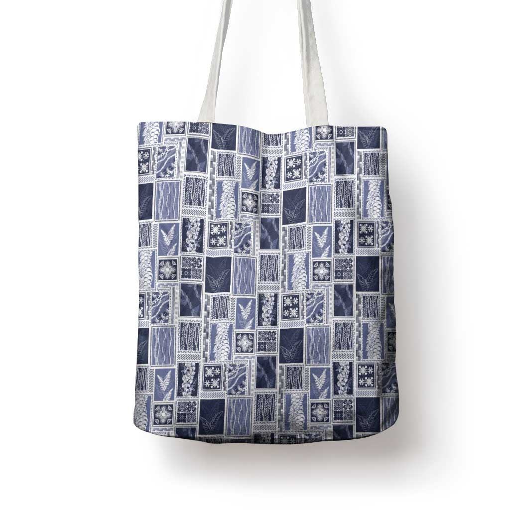 Vintage Aloha Block Quilt Tote Bag Blue Inspired Lei Motifs LT9 - Polynesian Pride
