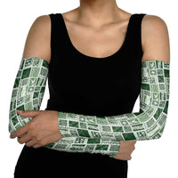 Vintage Aloha Block Quilt Arm Sleeves Green Inspired Lei Motifs - Polynesian Pride