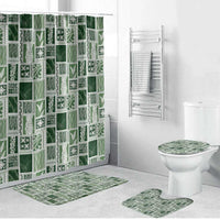 Vintage Aloha Block Quilt Bathroom Set Green Inspired Lei Motifs LT9 Bathroom Set (4 pcs) Green - Polynesian Pride
