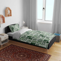 Vintage Aloha Block Quilt Bedding Set Green Inspired Lei Motifs - Polynesian Pride
