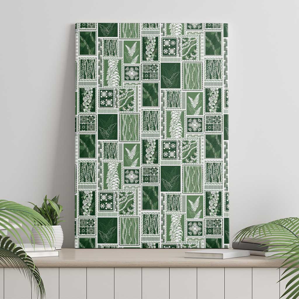 Vintage Aloha Block Quilt Canvas Wall Art Green Inspired Lei Motifs LT9 - Polynesian Pride