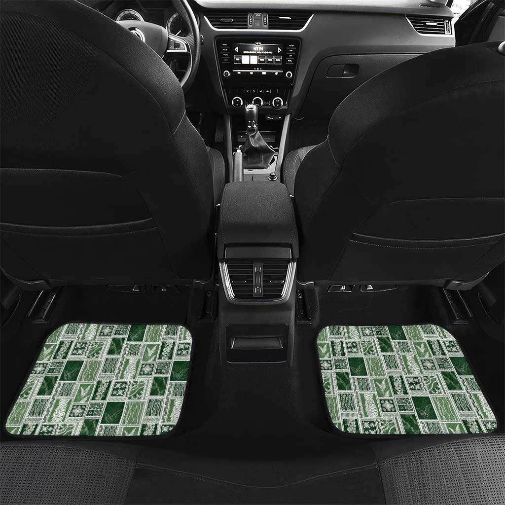 Vintage Aloha Block Quilt Car Mats Green Inspired Lei Motifs - Polynesian Pride