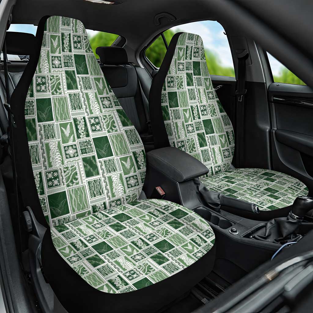 Vintage Aloha Block Quilt Car Seat Cover Green Inspired Lei Motifs - Polynesian Pride