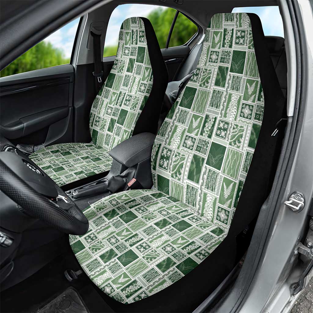 Vintage Aloha Block Quilt Car Seat Cover Green Inspired Lei Motifs - Polynesian Pride