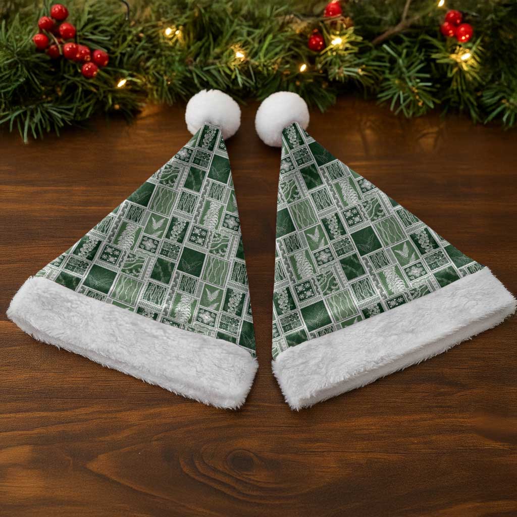 Vintage Aloha Block Quilt Christmas Santa Hat Green Inspired Lei Motifs - Polynesian Pride